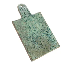 Creative Co-op 191009627166 Green Matte Stoneware Cheese Board With Leather Tie Large