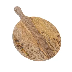 Df8561 Creative Co-op Mango Wood Cheese Board With Laser Etched Flowers Natural