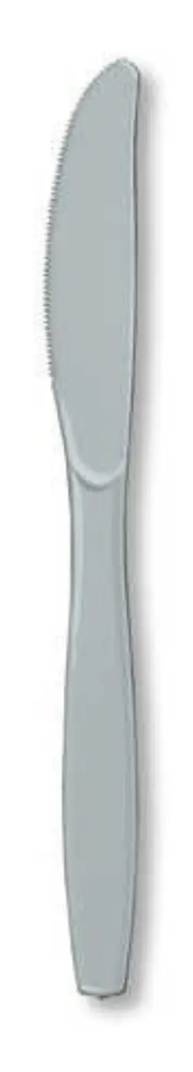 01-0586 Creative Expressions 48 Ct Silver Plastic Heavyweight Knives Shimmery Wedding Cutlery Party Supplies