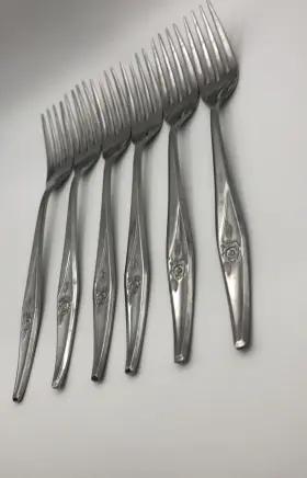 12531 Creative Manor Stainless Dinner Fork Spritely Rose And Leaf Japan 7.5 Inch Set Of 6 #2