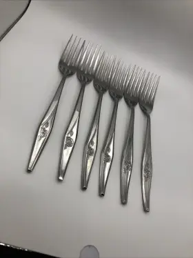 12531 Creative Manor Stainless Dinner Fork Spritely Rose And Leaf Japan 7.5 Inch Set Of 6 #3