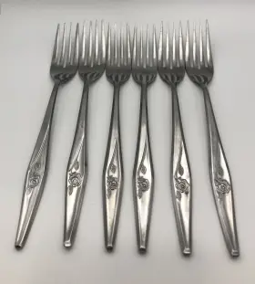 12531 Creative Manor Stainless Dinner Fork Spritely Rose And Leaf Japan 7.5 Inch Set Of 6