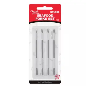 Creolefeast 313108320339 7 Inch Stainless Steel Seafood Forks Silver Double-ended Lobster Crabs And Nut