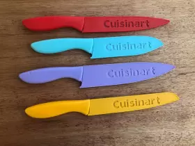 40152-0514 Cuisinart Kitchen Knife 4 Pc Set Red Yellow Aqua Purple With Blade Guards B9 #3