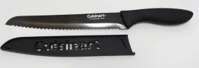 C7712pmbpc-8bd Cuisinart Serrated Bread Knife With Blade Guard Black Metallic Coated 8 In