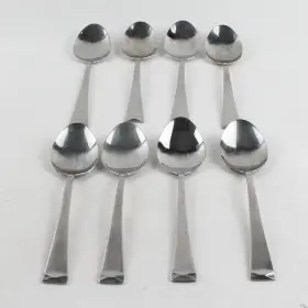 Cuisinart Cui28 Lot Of 8 Flatware Stainless Pattern Oval Soup Spoons 7.25 Inch