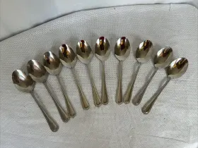 Cui8 Cuisinart Country Bead Stainless 11 Soup Spoons 18/10 7 1/8 Inch