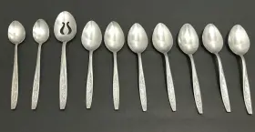 Cus1 Customcraft Stainless Ice Tea Slot Serving Soup Spoons Floral Textured Rose