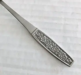 Cus10 Customcraft Stainless Set Of 6 Teaspoons Textured Floral Handle #2