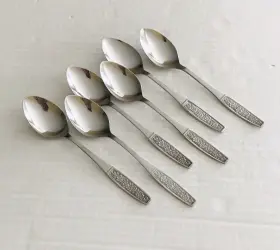 Cus10 Customcraft Stainless Set Of 6 Teaspoons Textured Floral Handle
