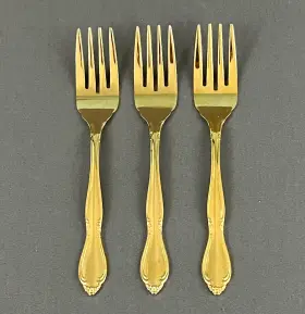 Cus11go Customcraft Vintage Flatware Gold Electroplate 3 Salad Forks Japan