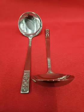 Cus3 Customcraft Vintage Stainless Flatware Ladle Taiwan Fleur De Lis 6 1/4 Inch #2