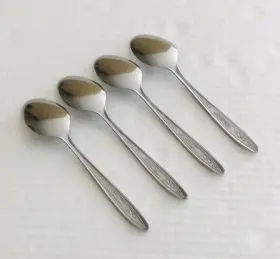 Cus5 Customcraft Stainless Floral Textured Set Of 4 Teaspoons Japan Glossy #3