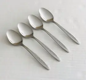 Cus5 Customcraft Stainless Floral Textured Set Of 4 Teaspoons Japan Glossy