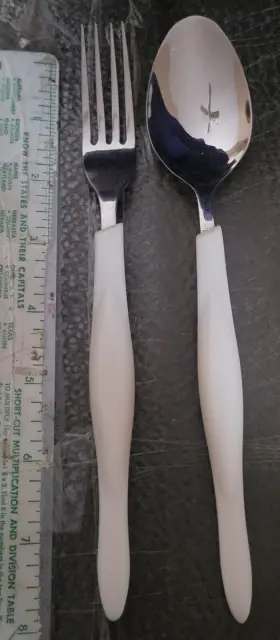 Cue3 Cutco Ceu3 Stainless Pearl White Handle Usa Dinner Fork And Tablespoon Set Of 2