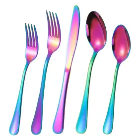 Cxjy 769282426013 Rainbow Silverware Flatware Set For 8 40 Piece Stainless Steel Color