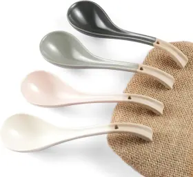 Daho Gomsu 711181759648 Asian Ceramic Soup Spoon With Long Handle Easy To Hold Non-slip Bottom For Ja