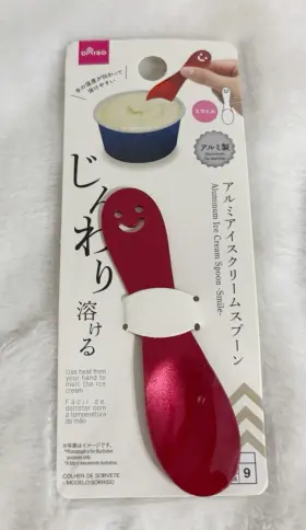 Daiso 549131901405 Red Aluminum Ice Cream Spoon With Smiley Face Handle