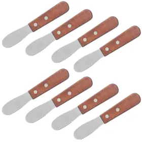 Dakuan 931234196686 8 Pack Stainless Steel Straight Edge Wide Butter Spreader With Wood Handle S