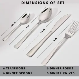 347175 Daniks Ripley 24 Pieces Silverware Set Service For 6 Premium Silver #3