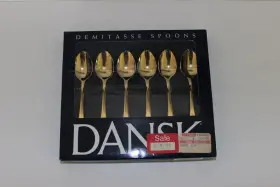 Dansk 032316190458 Set Of 6 Gold Plated Demitasse Spoons Style 01450gb