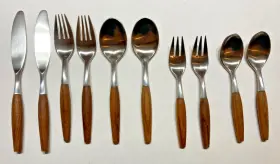 804711 Dansk Classic Fjord Teak 5pc. Place Setting Service For Two