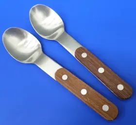 Das6 Dansk 2 - Wood Handle Rivets Stainless Japan Flatware 6 3/8 Inch Teaspoons