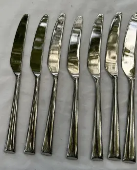 M6486 Dansk 7 Pc. Bistro Cafe Stainless 18/10 Dinner Knives 9 Inch Flatware