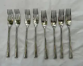 M6495 Dansk 8 Pc. Bistro Cafe Stainless 18/10 Dinner Forks Flatware 8.25 Inch