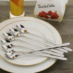 Dealight 608807500268 Long Handle Spoon 9inch Ice Tea Premium 18/10 Stainless Steel Iced 6 #2