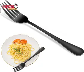 Dehov 711181419016 Black Dinner Forks Set 8-piece 8 Inches Food-grade Stainless Steel Silverware F