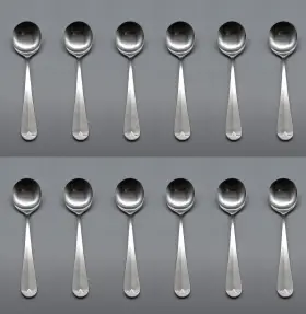 Cssm1x12 Delco Deoole/cssm1x12 Stainless Old English - Bouillon Spoons Set Of Twelve Nos Korea