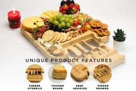 Demin Design 860012823703 Bamboo Cheese Board Charcuterie Gift Set - House Warming G #3