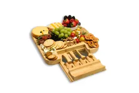 Demin Design 860012823703 Bamboo Cheese Board Charcuterie Gift Set - House Warming G