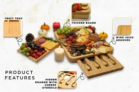 Demin Design 860012823727 Bamboo Charcuterie Board Set Cheese - House Wa #3