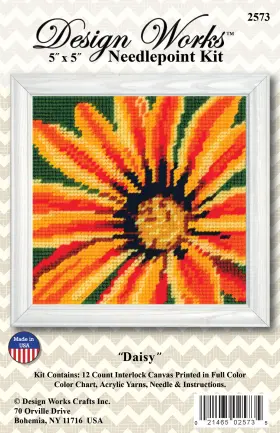 5a0032qj-1h4fw Design Works Needlepoint Kit 5 Inch X5 -daisy -
