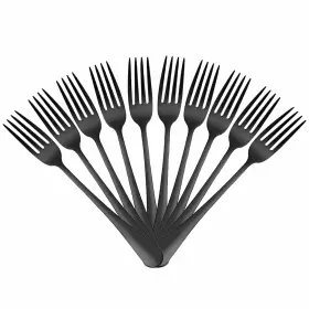 Devico 636946965518 Forks Set Good Stainless Steel 10-piece Black Silverware Cutlery Reusable Di