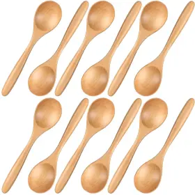 Man-didaey-3331 Didaey 12 Pcs 6.69 Inch Wooden Spoon Set Small Smooth Tasting Soup Spoons Light Brown