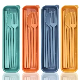 Dissknic Bf-dk003 Reusable Travel Utensils With One Size Orange Yellow Green Blue