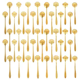 661443 Divina Vitae 40 Pcs Gold Flower Teaspoons Stainless Steel Tea Party Spoons 5 Inches Mini C