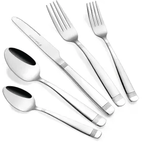 Dokaworld 642896582040 Flatware Silverware Set For 8 Persons 40 Piece - Spoons Forks And Knives