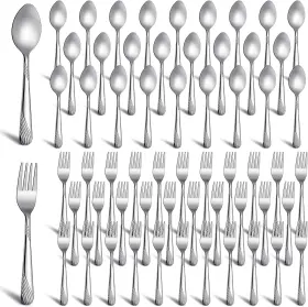 Eaasty 445030068034 200 Pcs Dinner Forks And Spoons Silverware Set Heavy Duty Stainless Steel Flatwa