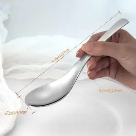 Ssspoon6pc Eisinly Soup Spoons 6 Pieces Cereal Spoon 6.7 Inch Table Silverware Thickened #3