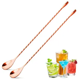Eispap 739426703676 2pcs 12 Inch Stainless Steel Bar Spoon Rose Gold