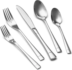 40gz Eiubuie Heavy Duty Silverware Set For 8 40-piece 18/10 Stainless Steel Silver Mirror