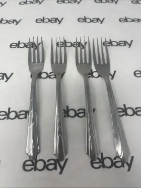 20999 Ekco Eterna Stainless Dinner Fork-4 Kenilworth Pattern 6 1/8 Inch Chevron Dots Usa