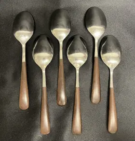 Eks28 Ekco Ekc28 Vint. Japan Eterna Rosewood Handle Flatware 6 Soup Or Table Spoons #2