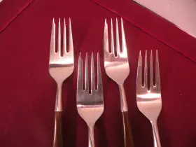 Eks28 Ekco Set Of 4 Eterna Japan Flatware Salad Forks Mcm 6 1/2 Inch #2