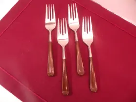 Eks28 Ekco Set Of 4 Eterna Japan Flatware Salad Forks Mcm 6 1/2 Inch