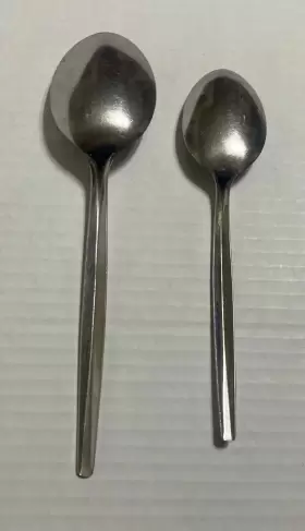 Eks36 Ekco Set Of 2 Stainless Usa Spoons Serving Table Glossy Plain Handle 8.25 Inch #3